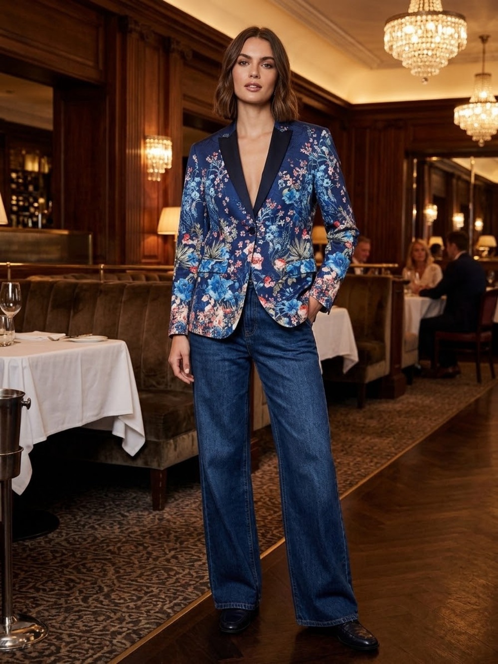 Le Chateau Size XLFloral-Print Tailored Blazer Jacket